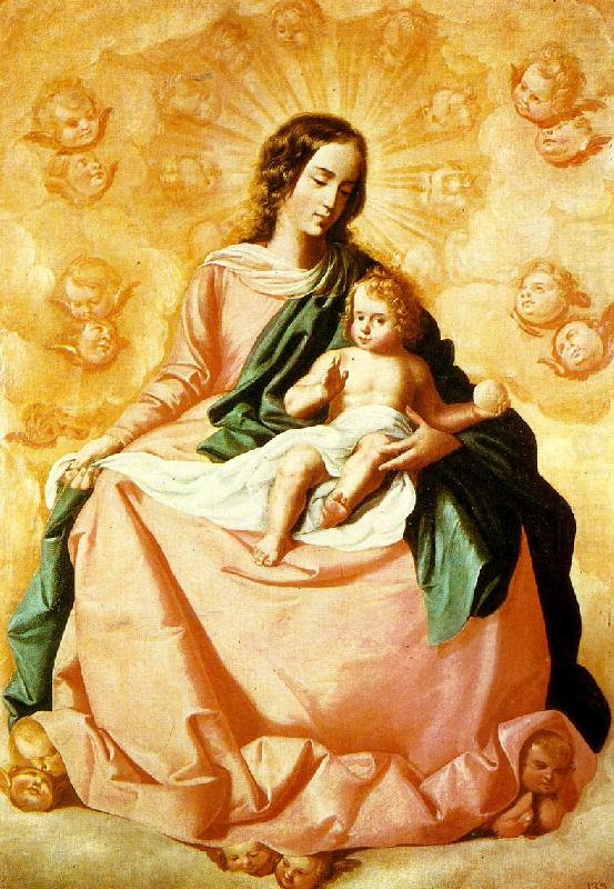 Francisco de Zurbaran virgin and child in the clouds china oil painting image